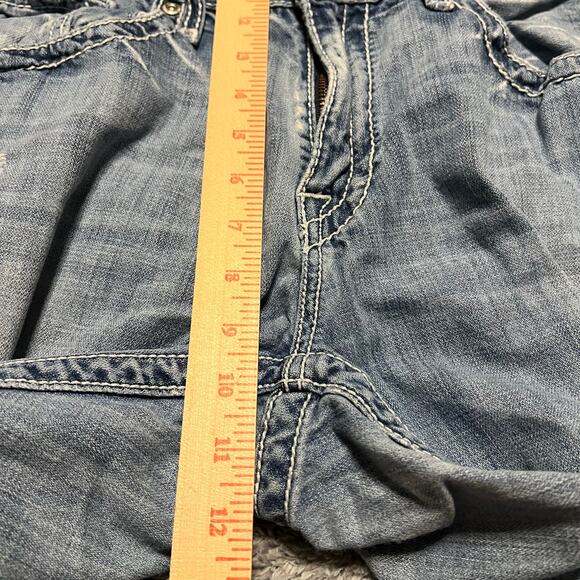 BKE Derek Jeans Mens 33 Blue Straight Leg Thick Stitch Denim Western (33x31.5) - Picture 9 of 11